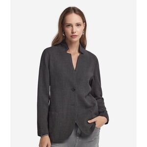 Falconeri Italy Womens Medium Virgin Wool Knit Blazer Jacket Grey